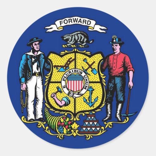 Sticker with Flag of Wisconsin