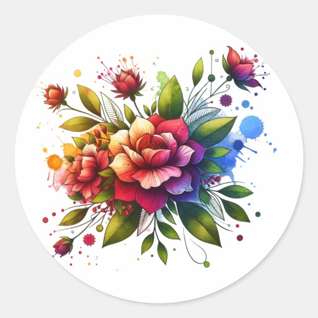 Sticker with Flower and Book Design" (Front)
