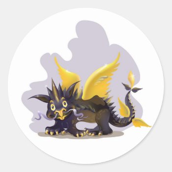 Sticker With Funny Black Dragon Picture by Taniastore at Zazzle