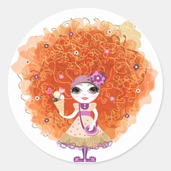 Sticker With Funny Girl Character by Taniastore at Zazzle
