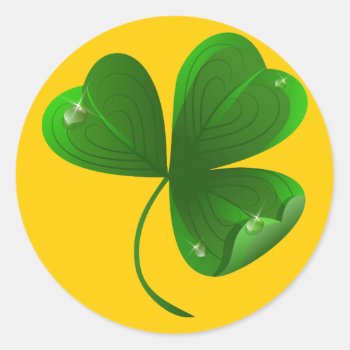 Sticker  With Green Shamrock Leaf by Taniastore at Zazzle