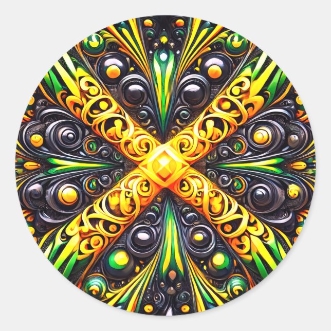 Sticker with Jamaican Colors Design (Front)
