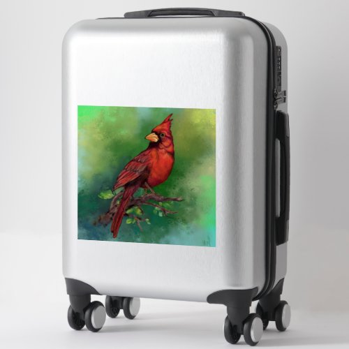 Sticker with Northern Red Cardinal Bird
