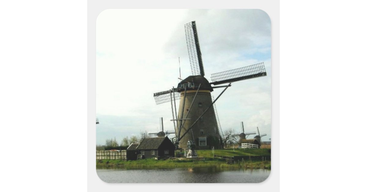 Sticker With Picture of Dutch Windmill | Zazzle