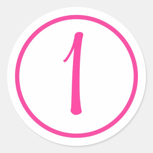Sticker with Pink Number and Border (Front)