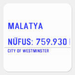 MALATYA  NÜFUS: 759.930  Stickers