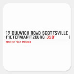 19 dulwich road scottsville  pietermaritzburg  Stickers