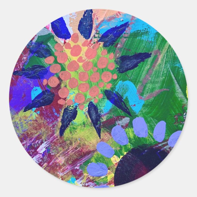 Stickers and Seals in Abstract Flowers Design (Front)