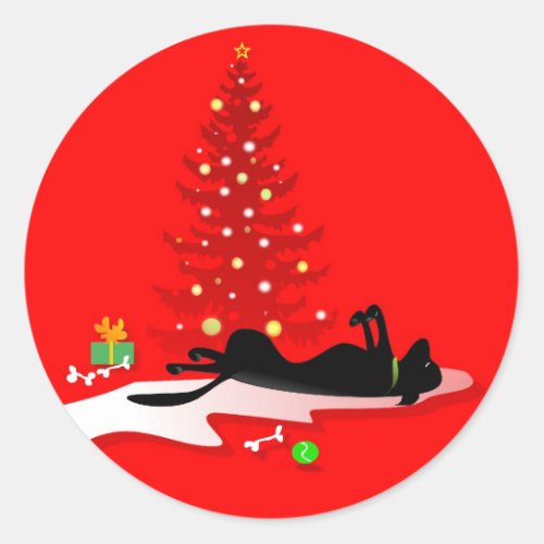 Stickers _ Black Lab Christmas _ Red