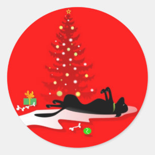 Stickers - Black Lab Christmas - Red