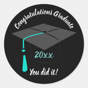 Stickers Black Round Graduation Hat And Year