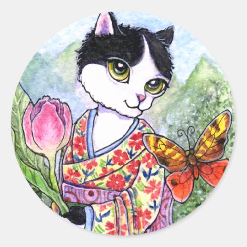 Stickers Cat Geisha Fairy Fantasy by Ann Howard