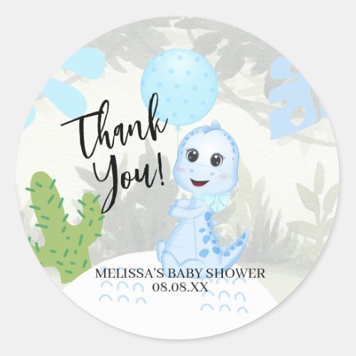 Stickers Cute Baby Blue Dinosaur Balloon