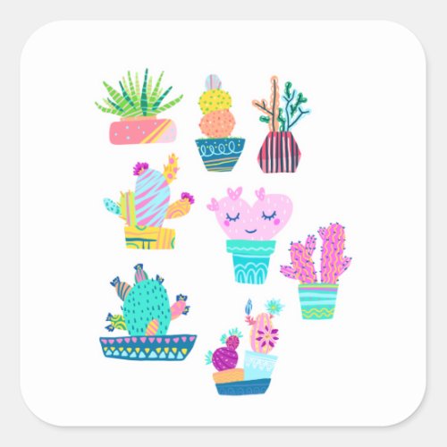  Stickers Cute Cactus Succulent Cacti  