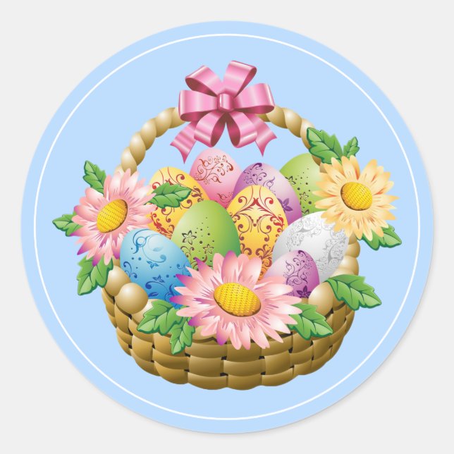 Stickers-Easter Basket Classic Round Sticker (Front)