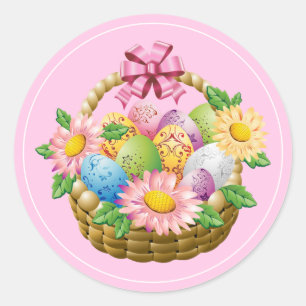 Stickers-Easter Basket Classic Round Sticker