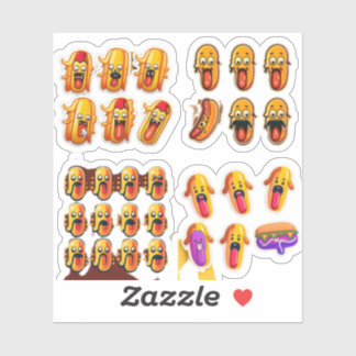 Stickers for a cartoon hot dog group