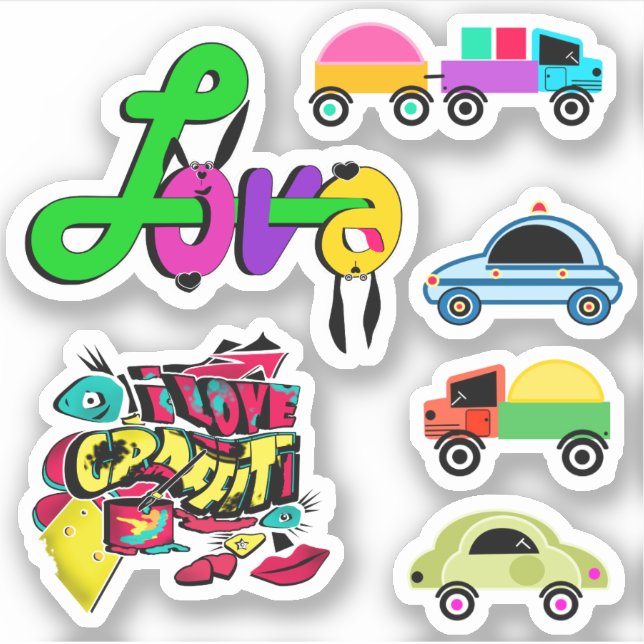 Stickers for boy , for boy , car , love (Front)