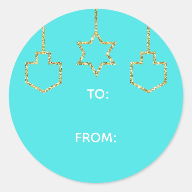 Stickers "Glittered Star & Dreidel" Happy Chanukah (Front)