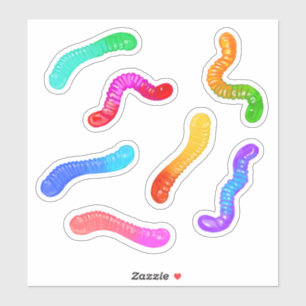 Stickers-Gummy Worms-Rainbow colored candy Sticker