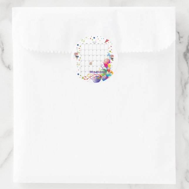 Stickers, Happy Birthday Calendar May 2022  Classic Round Sticker (Bag)