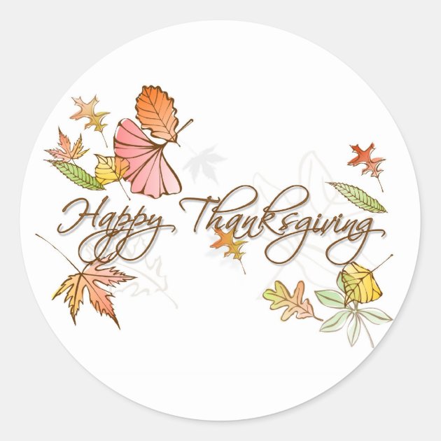 Stickers - Happy Thanksgiving Autumn Leaves