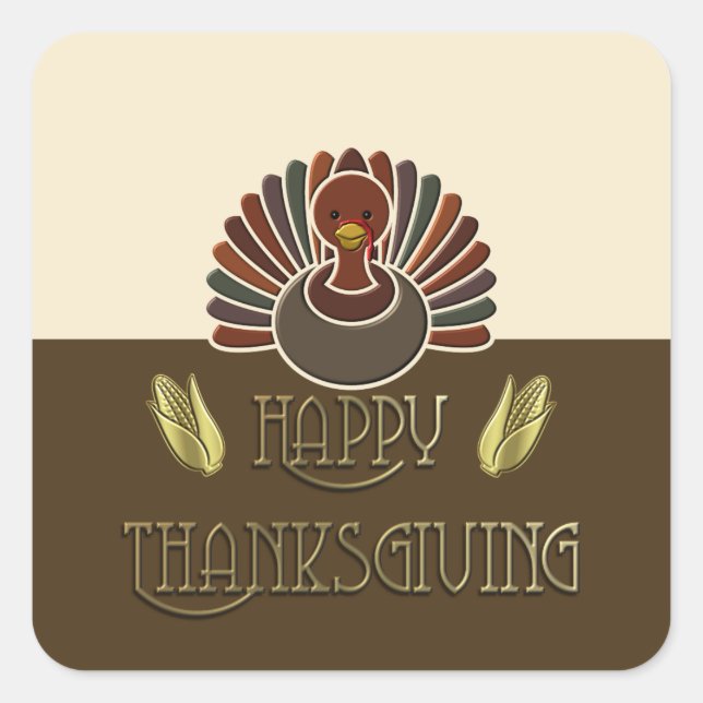 Stickers - Happy Turkey - Happy Thanksgiving (Front)