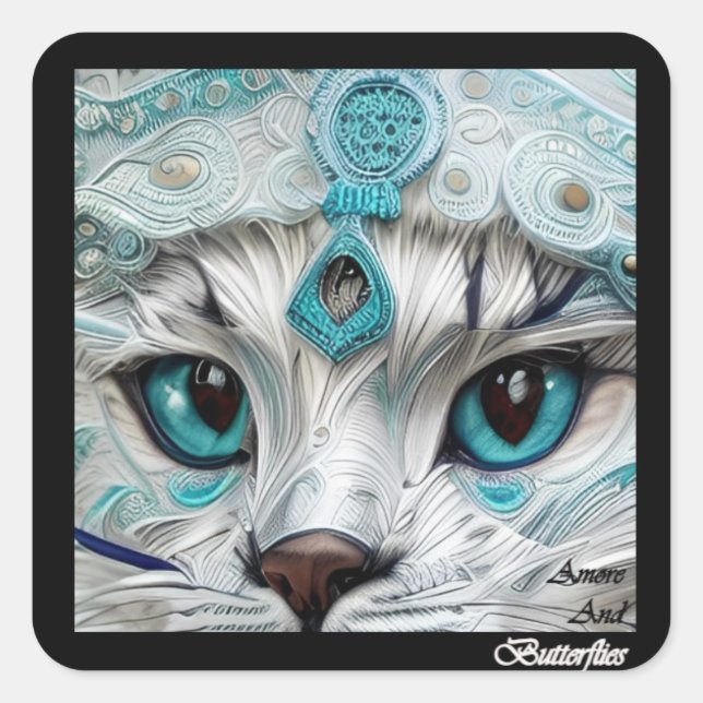 #Stickers Hat Model, Cat Eyes 1/3 Square Sticker (Front)