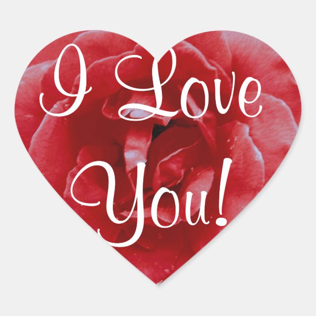Stickers - Heart - Red Red Rose "I Love You" (Front)
