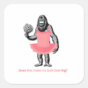 Stickers, humorous, whimsy, bigfoot, funny, square sticker