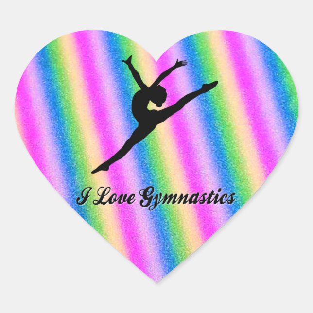 Stickers "I love Gymnastics" heart stickers. (Front)