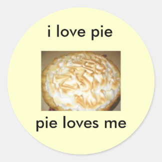 stickers, i love pie, pie loves me classic round sticker