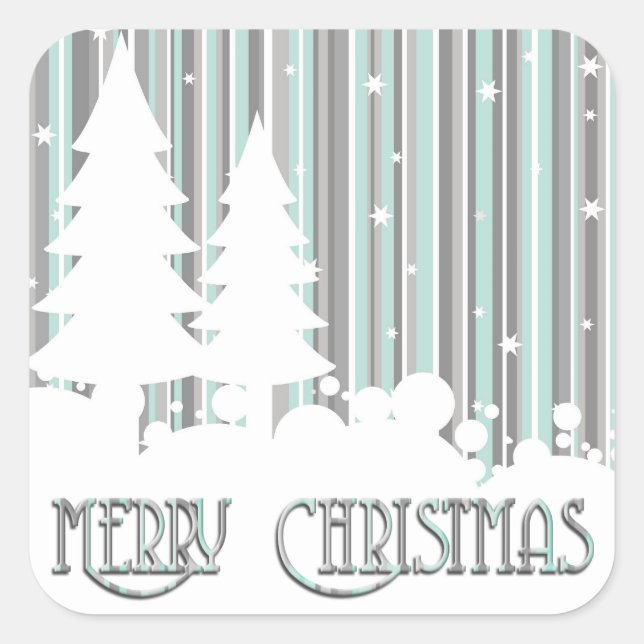 Stickers - Mint & Gray - Stars & Snow (Front)