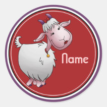 Stickers, Name Template, Cute Goat Cartoon