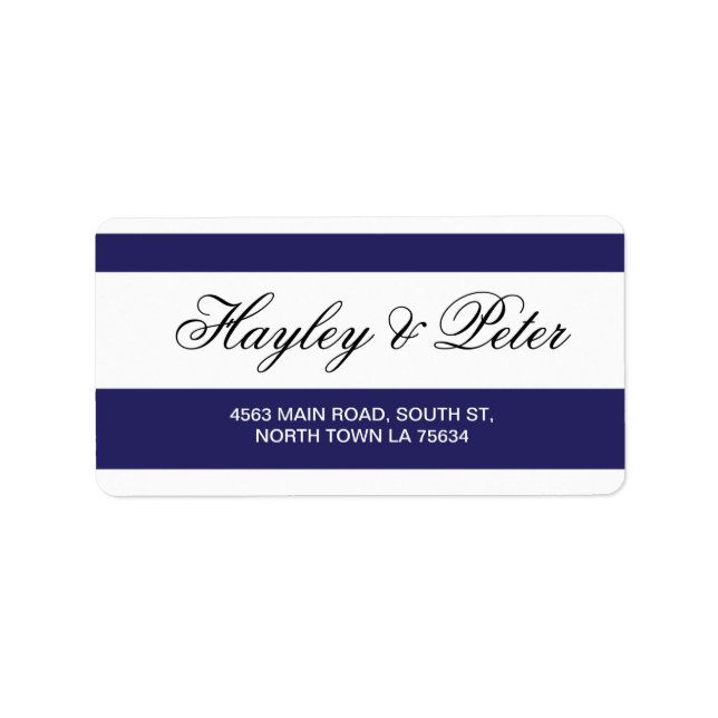 Stickers Navy White Elegant Stripe Address Labels (Front)