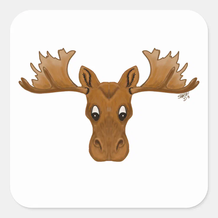 Stickers of moose, cartoon drawing | Zazzle