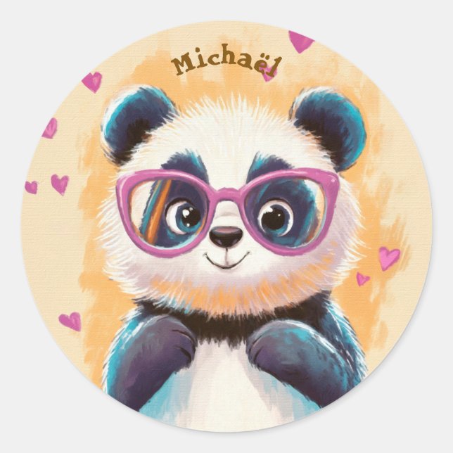 Stickers Panda Valentine's Day Kids School (Front)