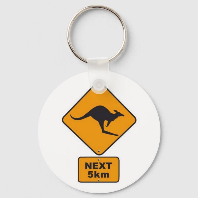 stickers_panneau_australie_kangourou_road_sign_024 keychain (Front)