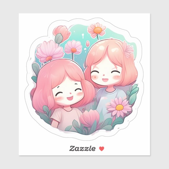 stickers para el dia del amigo - Chicas (Sheet)