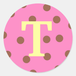 Stickers Pink Brown INITIAL "T" - Customize