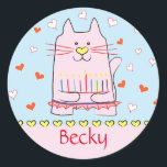 Stickers Pink Cat Ballerina Chanukah Round<br><div class="desc">"Pink Cat Ballerina, Happy Chanukah" Stickers Round. Have fun using these stickers as cake toppers, gift tags, favor bag closures, or whatever rocks your festivities! Personalize by deleting text and adding your own words, using your favorite font style, size, and color. Thanks for stopping and shopping by! Your business is...</div>
