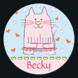 Stickers Pink Cat Ballerina Chanukah Round<br><div class="desc">"Pink Cat Ballerina, Happy Chanukah" Stickers Round. Have fun using these stickers as cake toppers, gift tags, favor bag closures, or whatever rocks your festivities! Personalize by deleting text and adding your own words, using your favorite font style, size, and color. Thanks for stopping and shopping by! Your business is...</div>