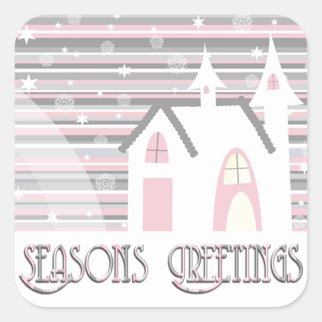 Stickers - Pink & Gray Wintry Scene (Front)