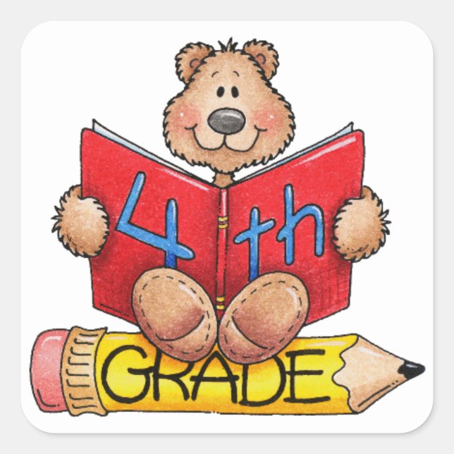 Stickers/School 4th Grade Square Sticker (Front)