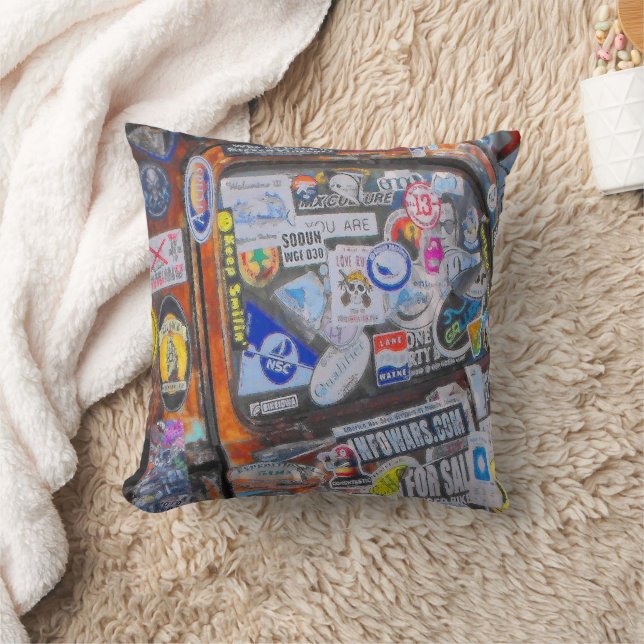 Stickers Throw Pillow (Blanket)