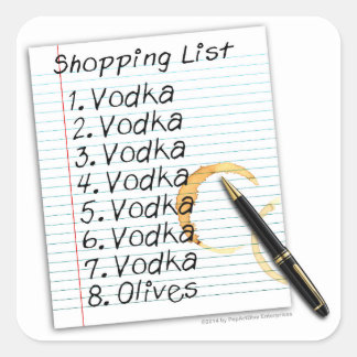 STICKERS, VODKA SHOPPING LIST SQUARE STICKER