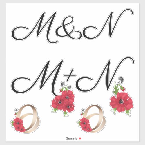 Stickers wedding wedding letters typography fl