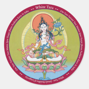 STICKERS White Tara - with mantra