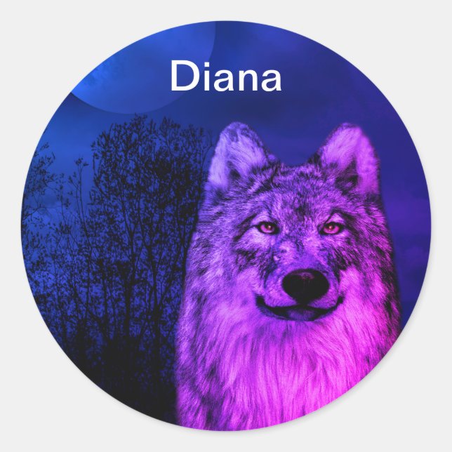 Stickers with a grey and white wolf (Front)