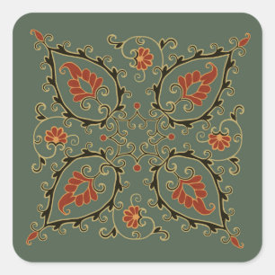 Stickers with velvet green Uzbek design